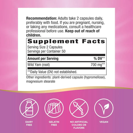NATURE'S WAY - Nature's Way Wild Yam Root 700Mg. 100 Capsulas - The Red Vitamin MX - Suplementos Alimenticios - {{ shop.shopifyCountryName }}