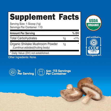 NUTRICOST - Nutricost Organic Shiitake Mushroom Powder 113Gr. - The Red Vitamin MX - Suplementos Alimenticios - {{ shop.shopifyCountryName }}