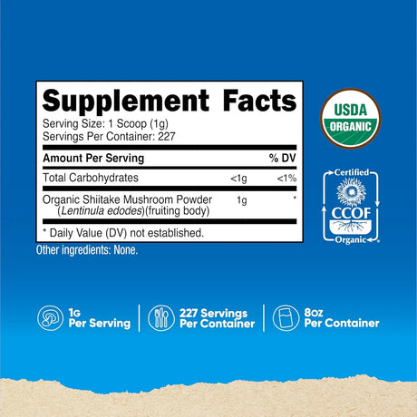 NUTRICOST - Nutricost Organic Shiitake Mushroom Powder 227Gr. - The Red Vitamin MX - Suplementos Alimenticios - {{ shop.shopifyCountryName }}