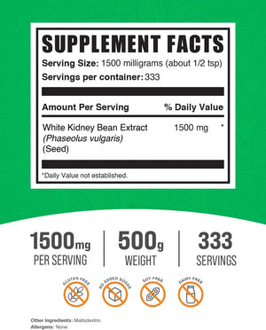 BULK SUPPLEMENTS - Bulk Supplements White Kidney Bean Extract Powder 500Gr. - The Red Vitamin MX - Suplementos Alimenticios - {{ shop.shopifyCountryName }}
