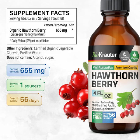 BIOKRAUTER - BIO KRAUTER Hawthorn Berry Extract 4 Fl.Oz. - The Red Vitamin MX - Suplementos Alimenticios - {{ shop.shopifyCountryName }}