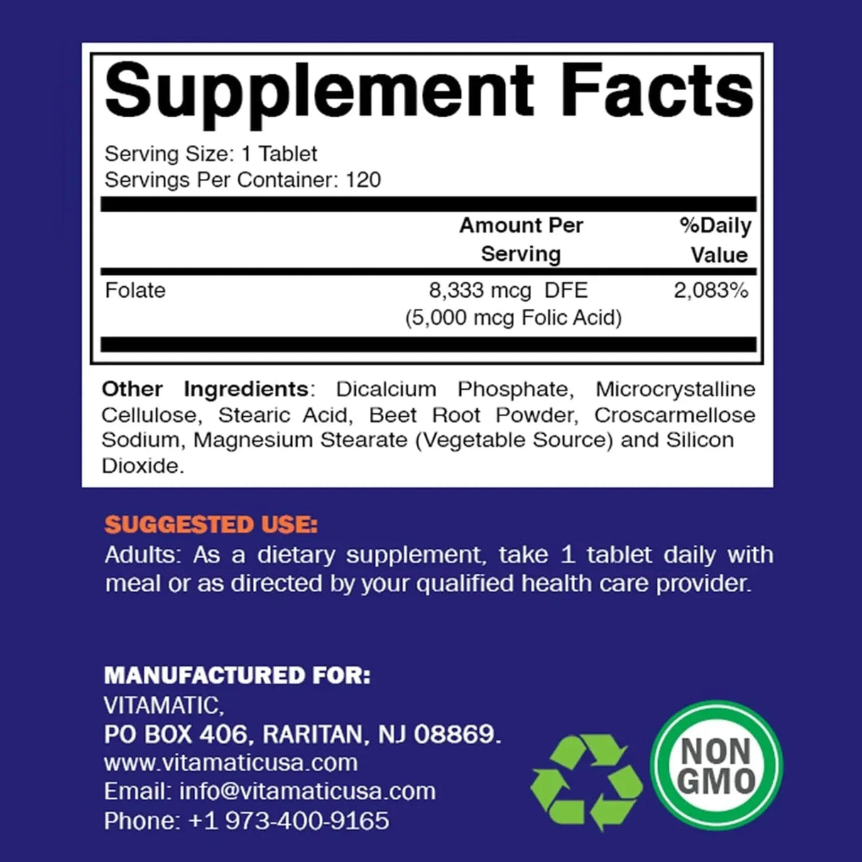 VITAMATIC - Vitamatic Folic Acid 5Mg. 120 Tabletas - The Red Vitamin MX - Suplementos Alimenticios - {{ shop.shopifyCountryName }}
