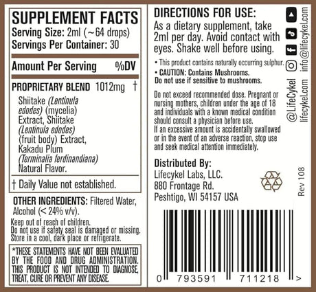 LIFE CYKEL - Life Cykel Shiitake Mushroom Extract 2 Fl.Oz. - The Red Vitamin MX - Suplementos Alimenticios - {{ shop.shopifyCountryName }}