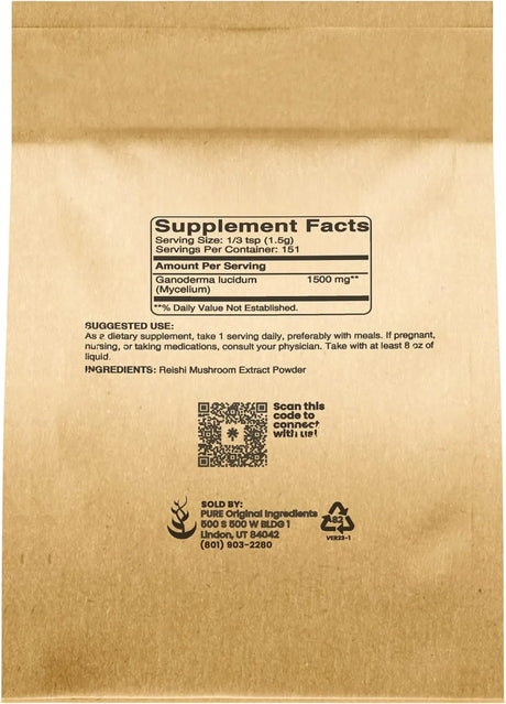 PURE ORIGINAL INGREDIENTS - Pure Original Ingredients Reishi Mushroom Powder 226Gr. - The Red Vitamin MX - Suplementos Alimenticios - {{ shop.shopifyCountryName }}
