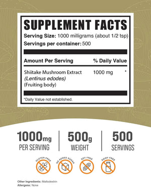 BULK SUPPLEMENTS - Bulk Supplements Shiitake Mushroom Extract Powder 500Gr. - The Red Vitamin MX - Suplementos Alimenticios - {{ shop.shopifyCountryName }}