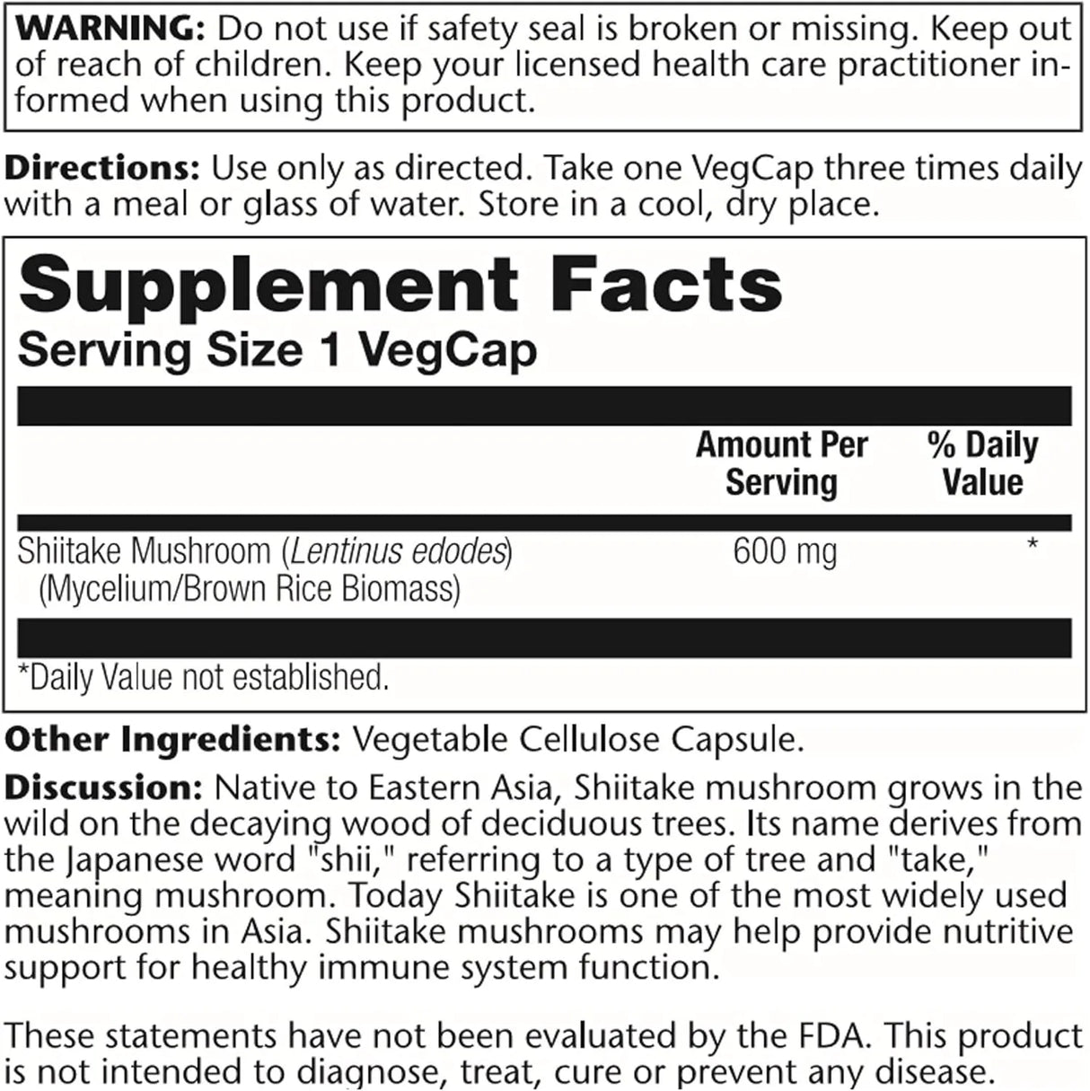SOLARAY - SOLARAY Shiitake Mushroom 600Mg. 100 Capsulas - The Red Vitamin MX - Suplementos Alimenticios - {{ shop.shopifyCountryName }}