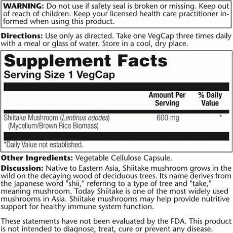 SOLARAY - SOLARAY Shiitake Mushroom 600Mg. 100 Capsulas - The Red Vitamin MX - Suplementos Alimenticios - {{ shop.shopifyCountryName }}