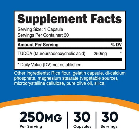 NUTRICOST - Nutricost TUDCA 250Mg. 30 Capsulas - The Red Vitamin MX - Suplementos Alimenticios - {{ shop.shopifyCountryName }}