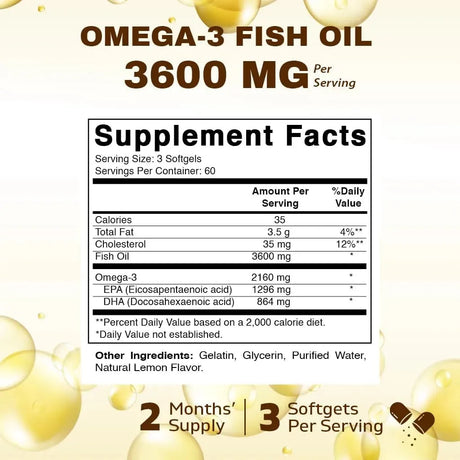 VITAMATIC - Vitamatic Triple Strength Omega 3 Fish Oil 3600Mg. 180 Capsulas Blandas - The Red Vitamin MX - Suplementos Alimenticios - {{ shop.shopifyCountryName }}