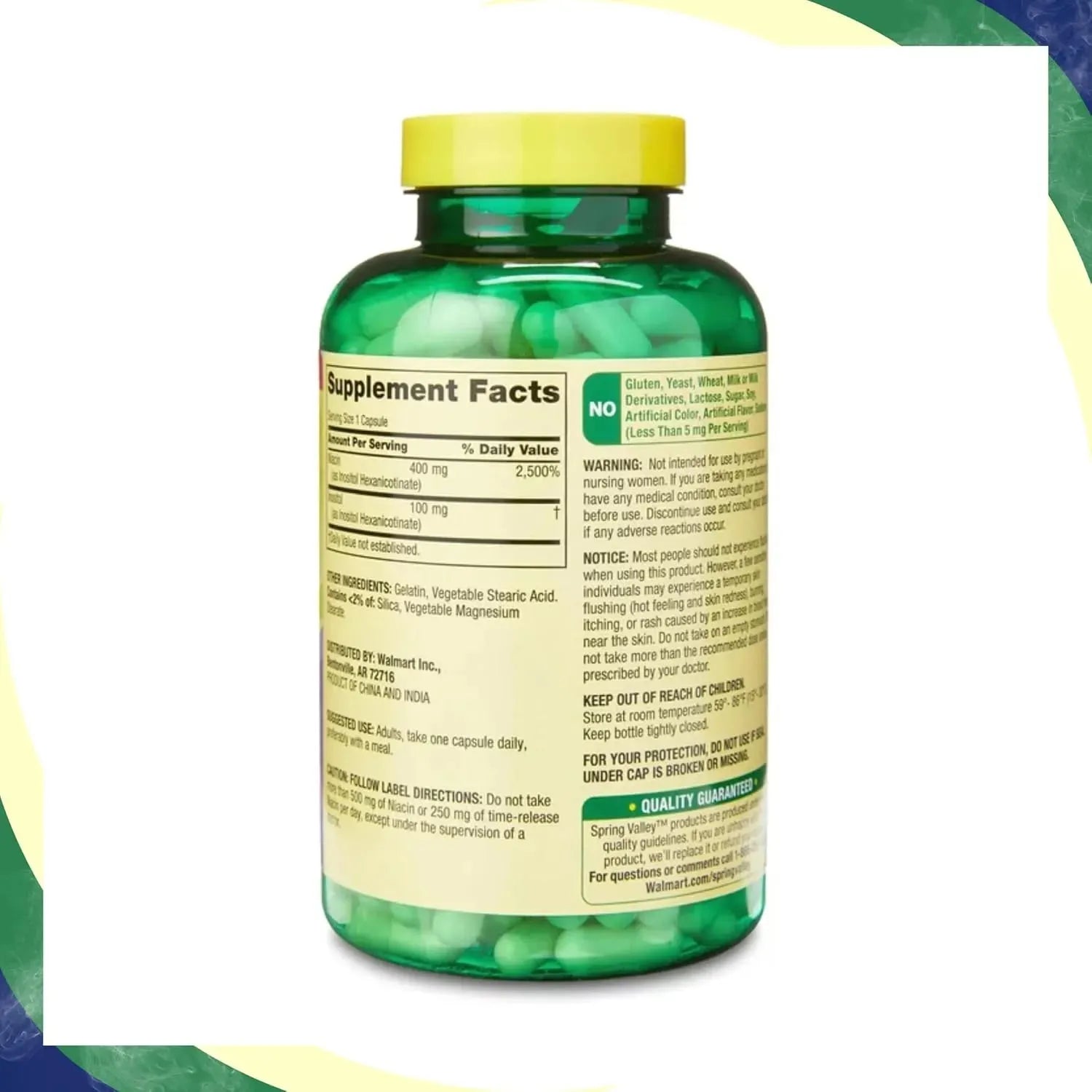 Spring Valley Vitamin B3 Niacin 500Mg. 240 Capsulas The Red Vitamin MX