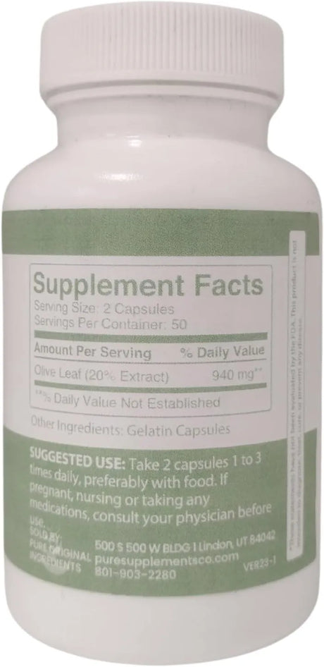 PURE ORIGINAL INGREDIENTS - Pure Original Ingredients Olive Leaf 100 Capsulas - The Red Vitamin MX - Suplementos Alimenticios - {{ shop.shopifyCountryName }}