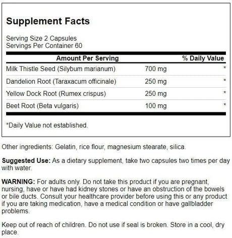 SWANSON - Swanson Milk Thistle Dandelion & Yellow Dock 120 Capsulas 2 Pack - The Red Vitamin MX - Suplementos Alimenticios - {{ shop.shopifyCountryName }}