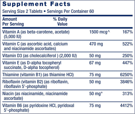 Life Extension Two-Per-Day High Potency Multi-Vitamin & Mineral 120 Tabletas