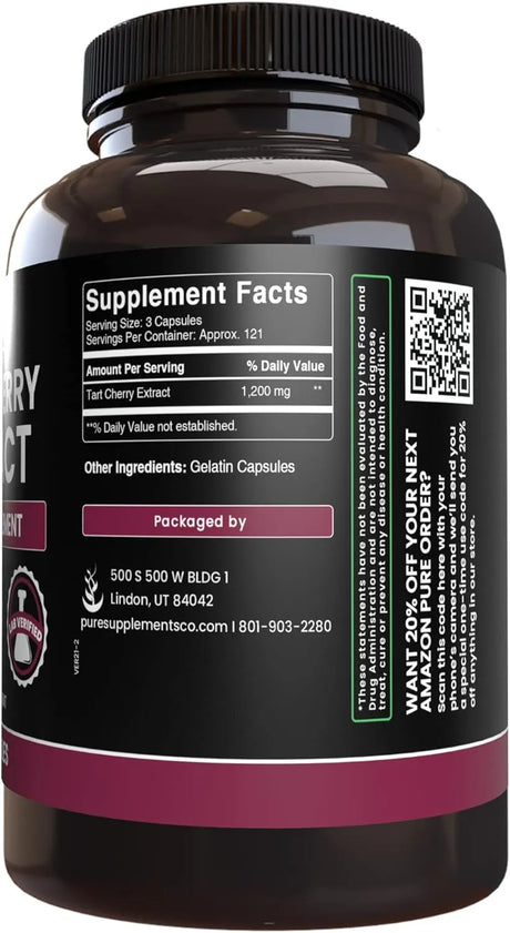 PURE ORIGINAL INGREDIENTS - Pure Original Ingredients Tart Cherry Extract 365 Capsulas - The Red Vitamin MX - Suplementos Alimenticios - {{ shop.shopifyCountryName }}