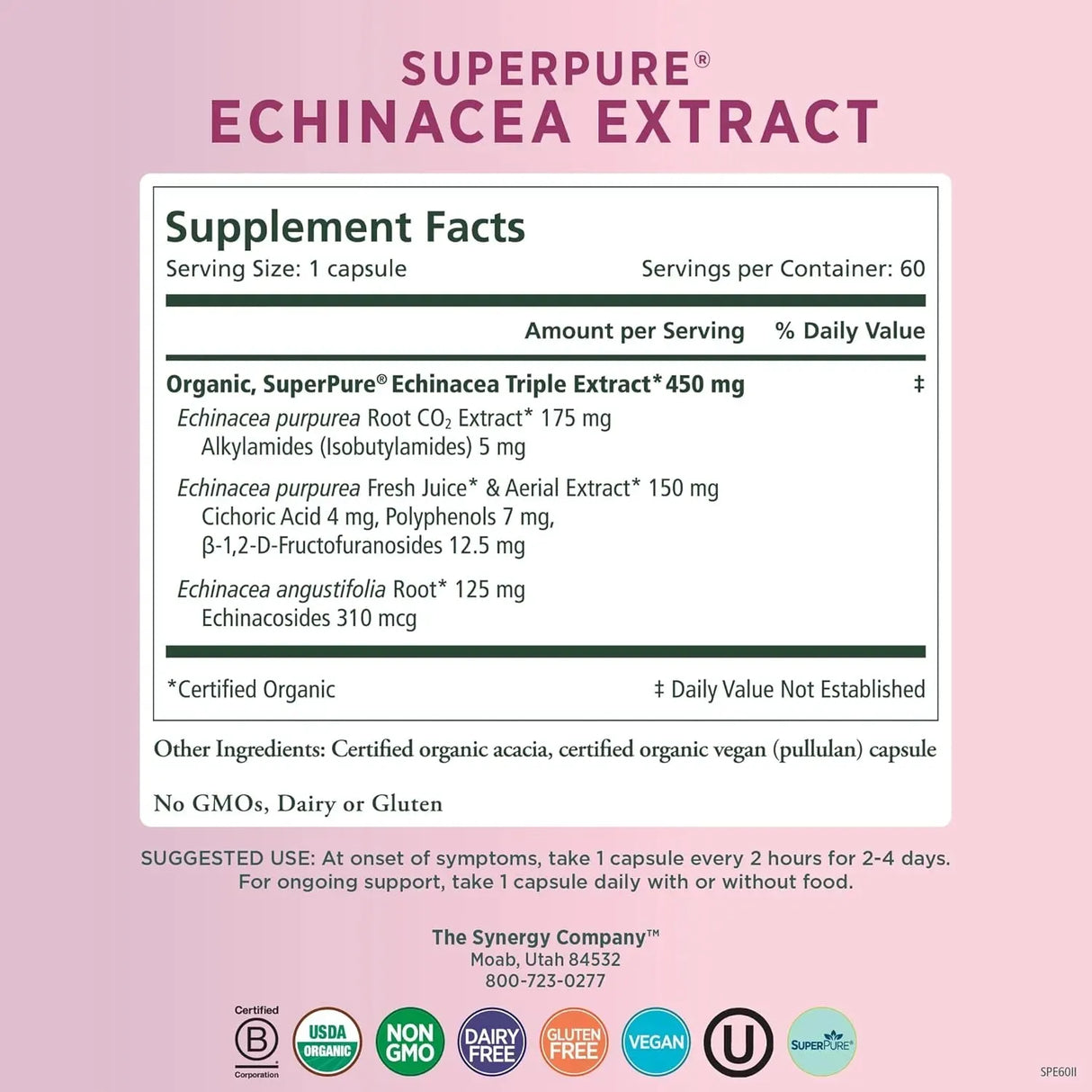 PURE SYNERGY - PURE SYNERGY SuperPure Echinacea Extract 60 Capsulas - The Red Vitamin MX - Suplementos Alimenticios - {{ shop.shopifyCountryName }}