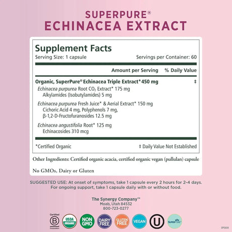 PURE SYNERGY - PURE SYNERGY SuperPure Echinacea Extract 60 Capsulas - The Red Vitamin MX - Suplementos Alimenticios - {{ shop.shopifyCountryName }}