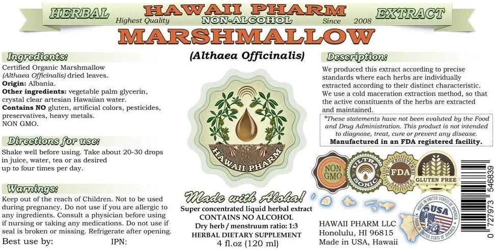 HAWAIIPHARM - Hawaii Pharm Marshmallow Alcohol-Free Liquid Extract 2 Fl.Oz. - The Red Vitamin MX - Suplementos Alimenticios - {{ shop.shopifyCountryName }}
