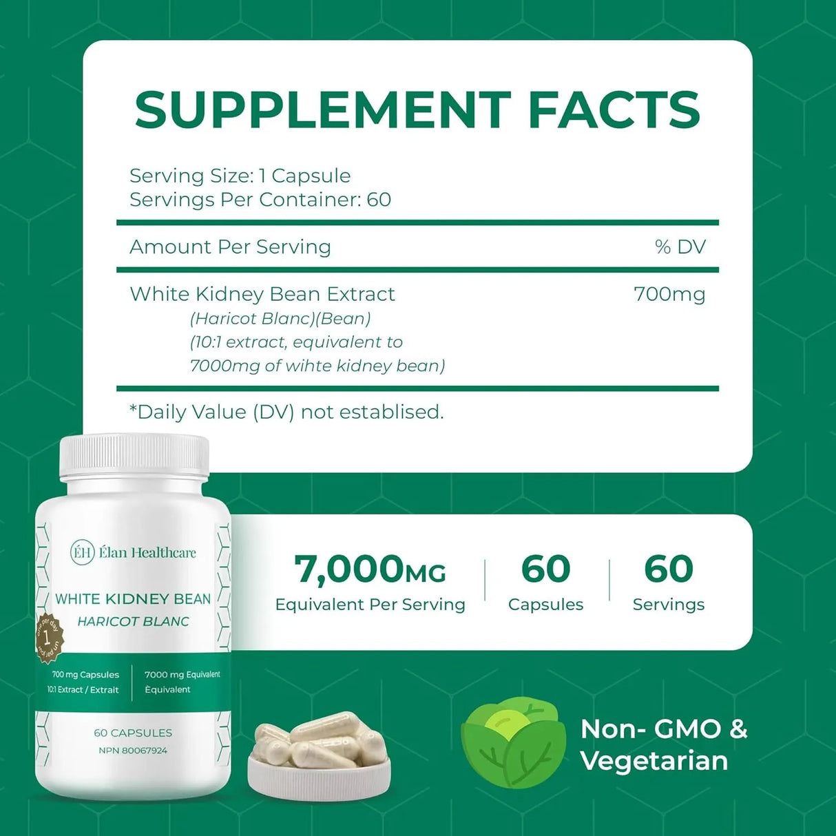 ELAN HEALTHCARE - Elan Healthcare White Kidney Bean Extract 60 Capsulas - The Red Vitamin MX - Suplementos Alimenticios - {{ shop.shopifyCountryName }}
