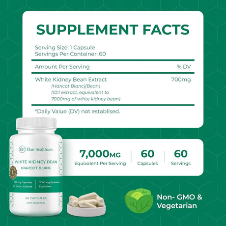 ELAN HEALTHCARE - Elan Healthcare White Kidney Bean Extract 60 Capsulas - The Red Vitamin MX - Suplementos Alimenticios - {{ shop.shopifyCountryName }}