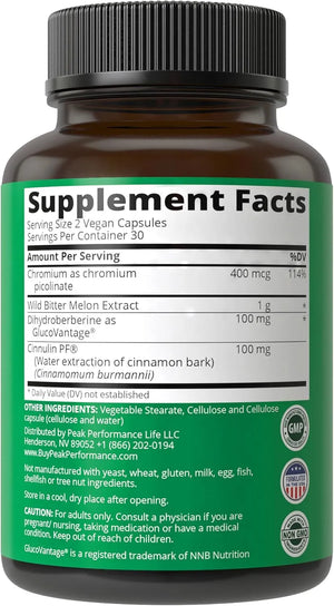 PEAK PERFORMANCE - Peak Performance 4-In-1 Super Berberine + Wild Bitter Melon + Cinnamon Extract 60 Capsulas - The Red Vitamin MX - Suplementos Alimenticios - {{ shop.shopifyCountryName }}