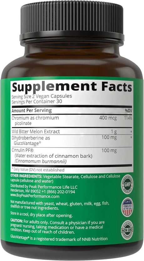 PEAK PERFORMANCE - Peak Performance 4-In-1 Super Berberine + Wild Bitter Melon + Cinnamon Extract 60 Capsulas - The Red Vitamin MX - Suplementos Alimenticios - {{ shop.shopifyCountryName }}
