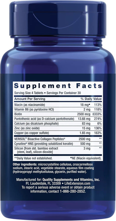 Life Extension Hair Skin & Nails Collagen Plus Formula 120 Tabletas