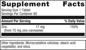 METAGENICS - Metagenics Zinc Carnosine Complex 60 Tabletas - The Red Vitamin MX - Suplementos Alimenticios - {{ shop.shopifyCountryName }}