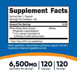 NUTRICOST - Nutricost White Kidney Beans 6500Mg. 120 Capsulas - The Red Vitamin MX - Suplementos Alimenticios - {{ shop.shopifyCountryName }}