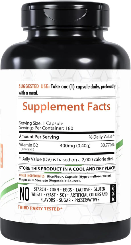 HEALTHFARE - Healthfare Vitamin B2 Riboflavin 400Mg. 180 Capsulas 2 Pack - The Red Vitamin MX - Suplementos Alimenticios - {{ shop.shopifyCountryName }}