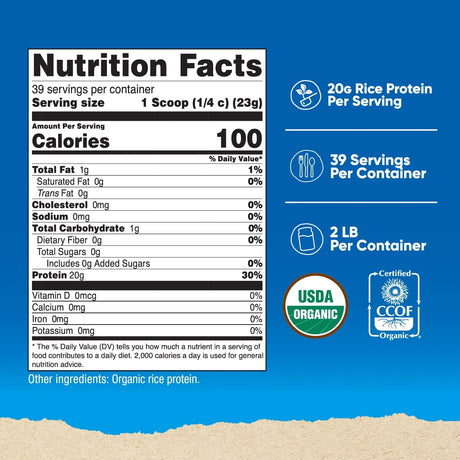 NUTRICOST - Nutricost Organic Rice Protein Powder Unflavored 907Gr. - The Red Vitamin MX - Suplementos Alimenticios - {{ shop.shopifyCountryName }}