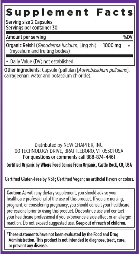 NEW CHAPTER - New Chapter Reishi Mushroom 60 Capsulas - The Red Vitamin MX - Suplementos Alimenticios - {{ shop.shopifyCountryName }}