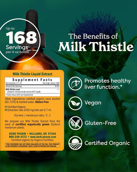 HERB PHARM - Herb Pharm Milk Thistle Seed Liquid Extract 4 Fl.Oz. - The Red Vitamin MX - Suplementos Alimenticios - {{ shop.shopifyCountryName }}