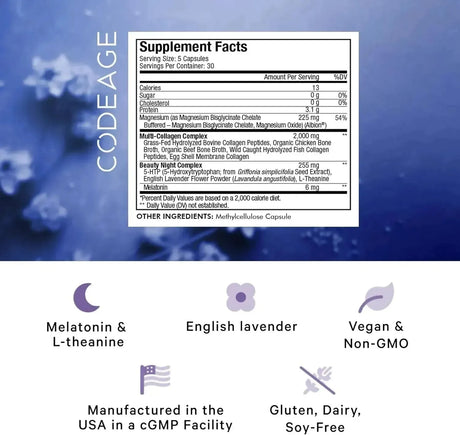 CODEAGE - Codeage Multi Collagen Protein Beauty Night 150 Capsulas - The Red Vitamin MX - Suplementos Alimenticios - {{ shop.shopifyCountryName }}