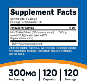 NUTRICOST - Nutricost Milk Thistle 300Mg. 120 Capsulas - The Red Vitamin MX - Suplementos Alimenticios - {{ shop.shopifyCountryName }}
