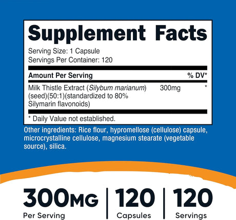 NUTRICOST - Nutricost Milk Thistle 300Mg. 120 Capsulas - The Red Vitamin MX - Suplementos Alimenticios - {{ shop.shopifyCountryName }}