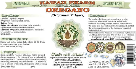 HAWAIIPHARM - Hawaii Pharm Oregano Alcohol-Free Liquid Extract 2 Fl.Oz. - The Red Vitamin MX - Suplementos Alimenticios - {{ shop.shopifyCountryName }}