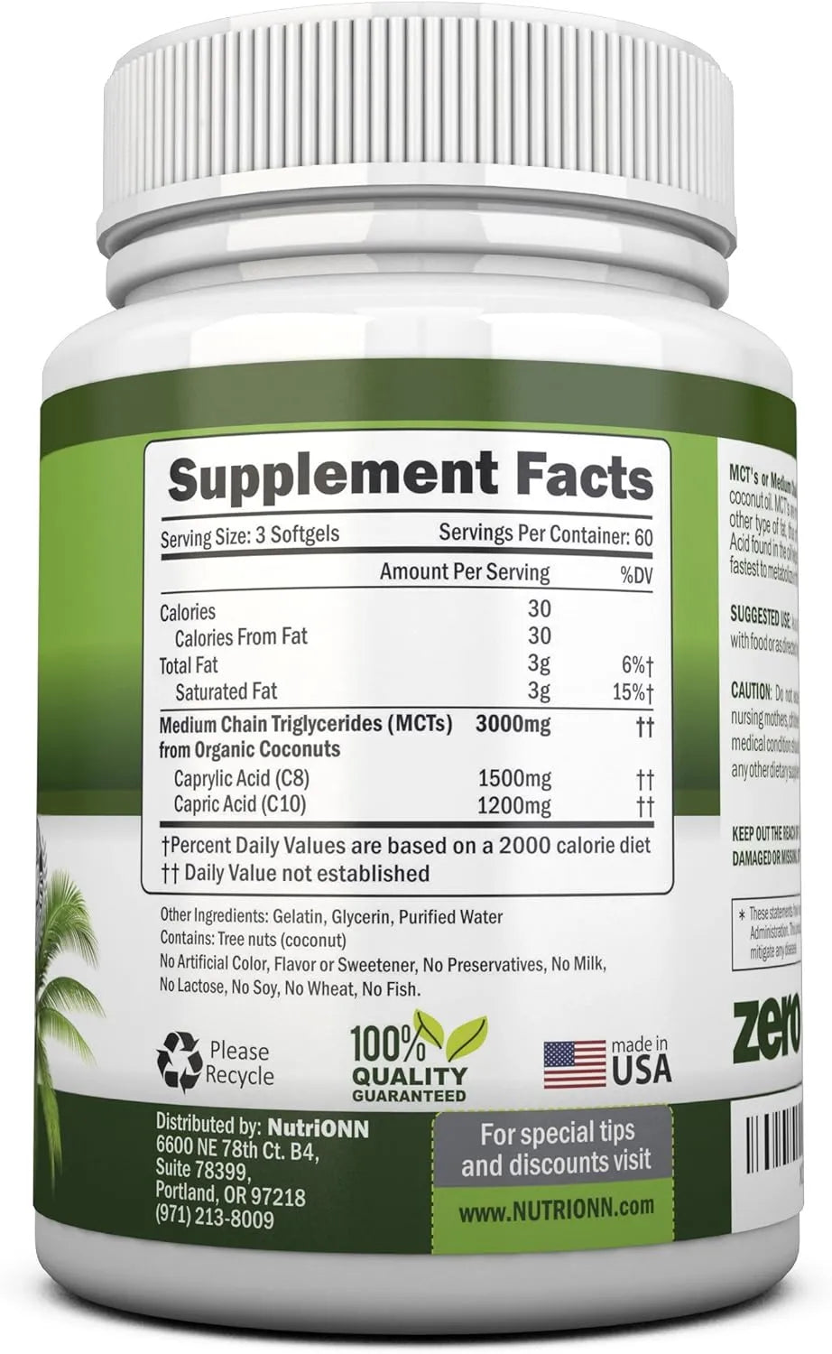NUTRIONN - NutriONN MCT Oil 3000Mg. 180 Capsulas Blandas - The Red Vitamin MX - Suplementos Alimenticios - {{ shop.shopifyCountryName }}