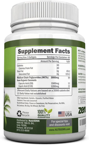 NUTRIONN - NutriONN MCT Oil 3000Mg. 180 Capsulas Blandas - The Red Vitamin MX - Suplementos Alimenticios - {{ shop.shopifyCountryName }}