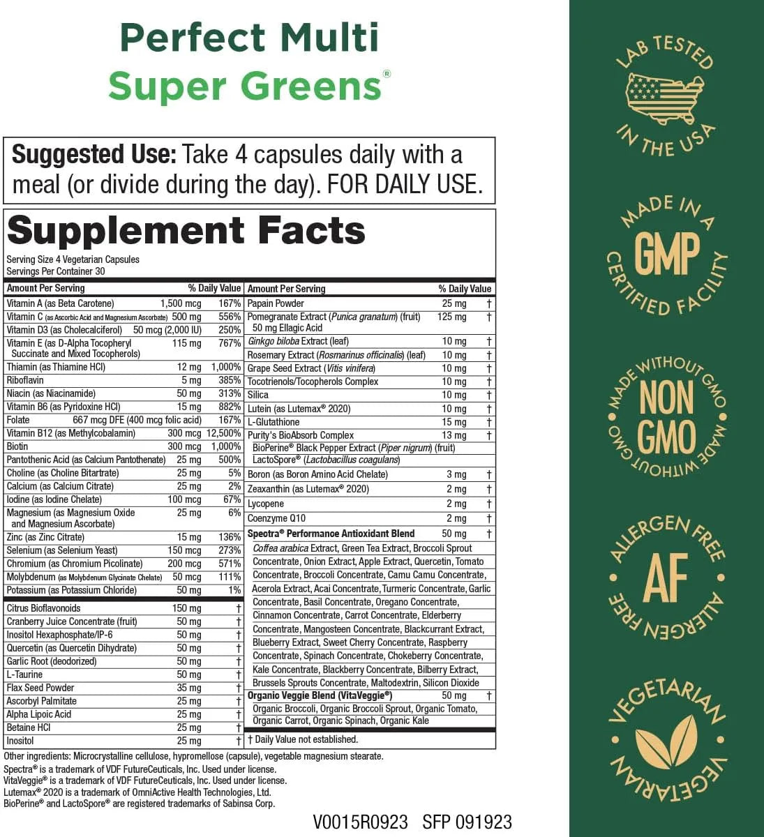 PURITY PRODUCTS - Purity Products Perfect Multi Super Greens 120 Capsulas - The Red Vitamin MX - Suplementos Alimenticios - {{ shop.shopifyCountryName }}