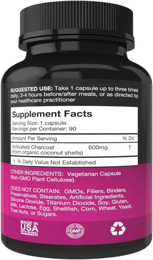 PUREST VANTAGE - Purest Vantage Pure Organic Activated Charcoal 600Mg. 90 Capsulas - The Red Vitamin MX - Suplementos Alimenticios - {{ shop.shopifyCountryName }}