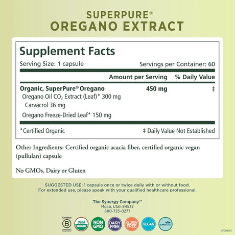 PURE SYNERGY - PURE SYNERGY SuperPure Oregano Extract 60 Capsulas - The Red Vitamin MX - Suplementos Alimenticios - {{ shop.shopifyCountryName }}