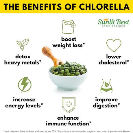 Sunlit Best Green Organics USDA Organic Premium Chlorella 1000 Tabletas