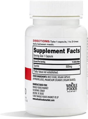 365 - 365 Whole Foods Market Taurine 500Mg. 60 Capsulas - The Red Vitamin MX - Suplementos Alimenticios - {{ shop.shopifyCountryName }}
