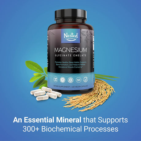 Nested Naturals Magnesium Glycinate Chelate 200Mg. 120 Capsulas