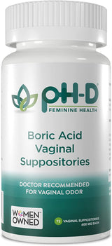 pH-D Feminine Health 600Mg. Boric Acid Suppositories 72 Supositorios