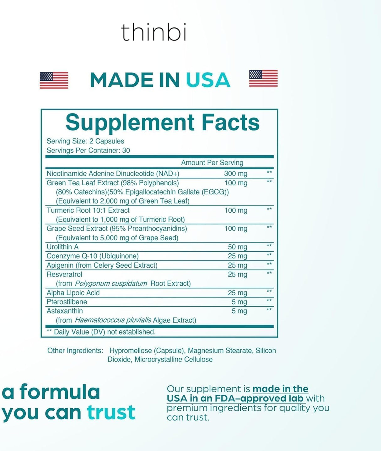 Thinbi NAD+ Complex Urolithin A + Resveratrol 60 Capsulas