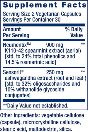 Life Extension Ashwagandha Plus Calm & Focus 60 Capsulas