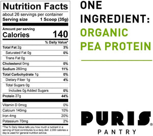 PURIS - PURIS Organic Pea Protein Powder 907Gr. - The Red Vitamin MX - Suplementos Alimenticios - {{ shop.shopifyCountryName }}