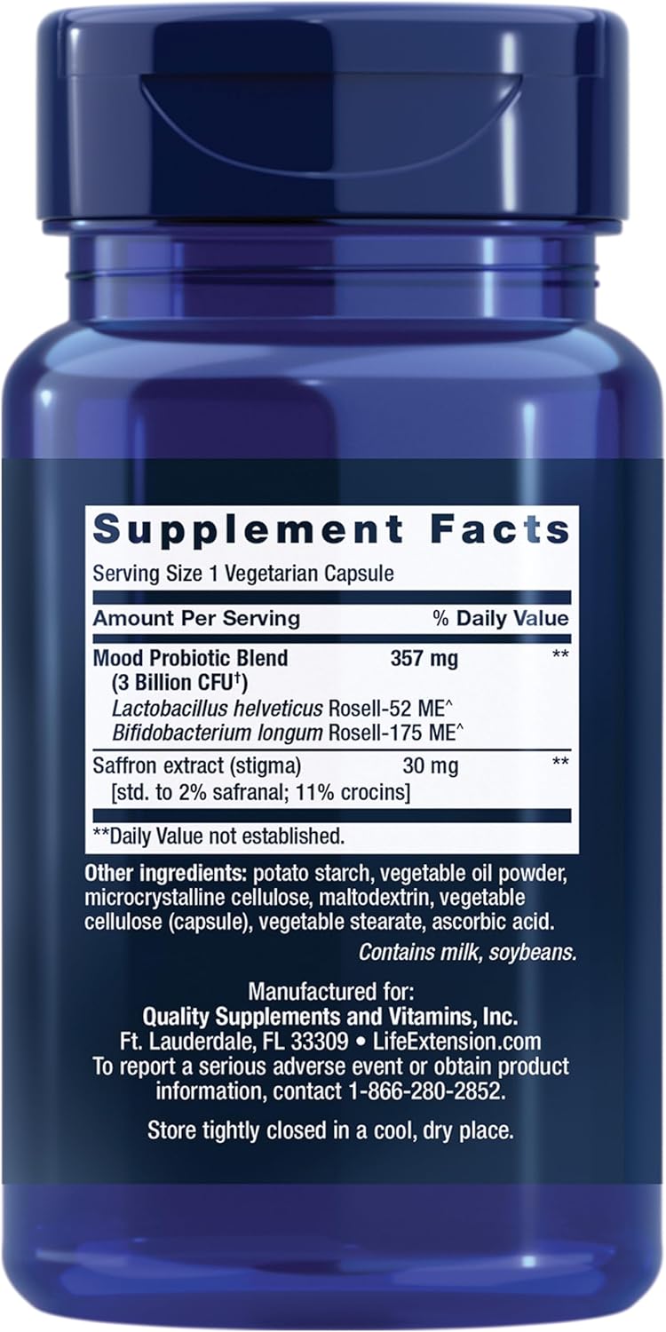 Life Extension Mood Improve Probiotic & Saffron Blend 30 Capsulas