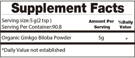 UNLEASH'D ORGANIC Organic Ginkgo Biloba Powder 1Lb.
